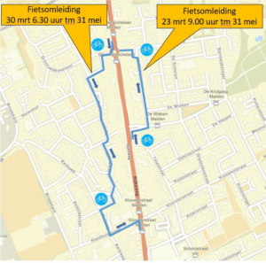 Wegwerkzaamheden Rijksweg (N844): Omleiding fietsers vanaf maandag 30 maart