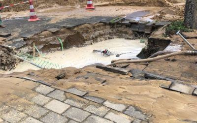 Waterleiding Randwijksingel Malden gesprongen